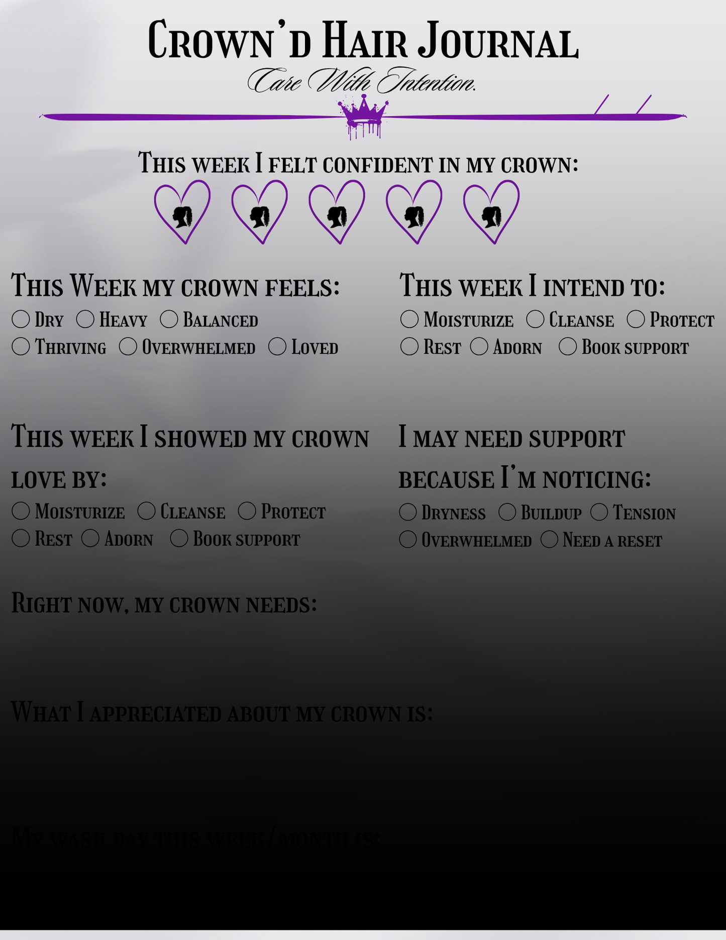 Crown'd Hair Journal Digital Download