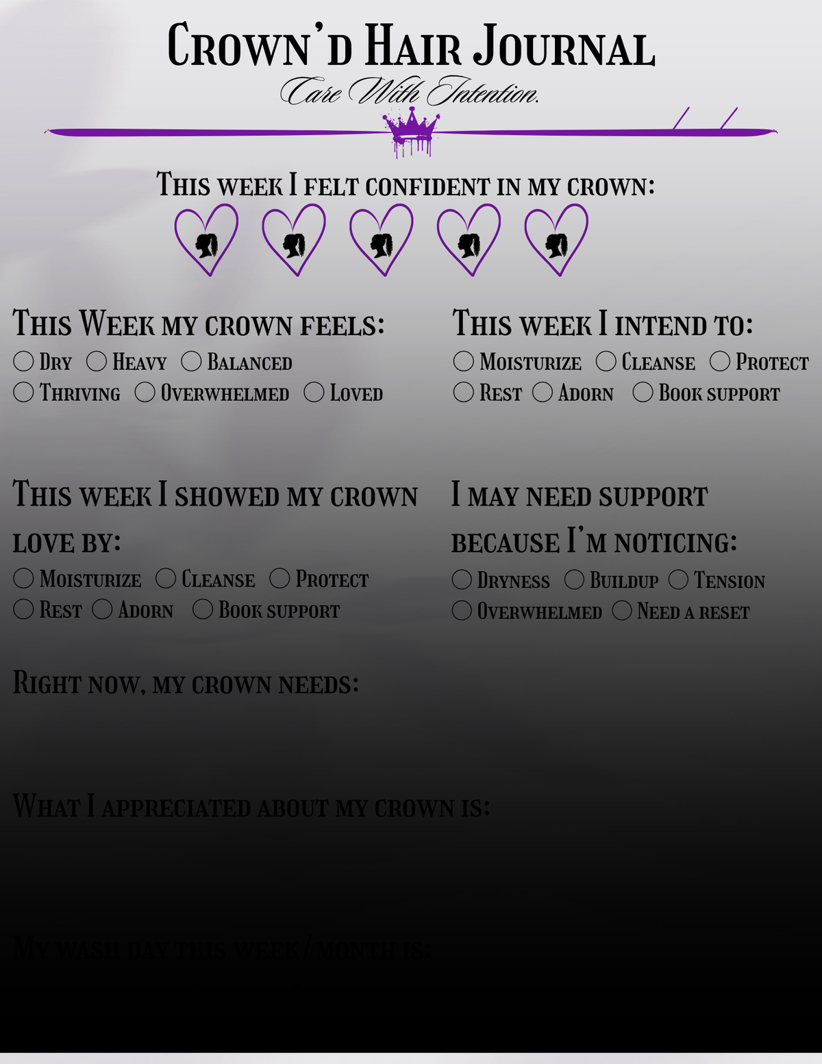 Crown'd Hair Journal Digital Download